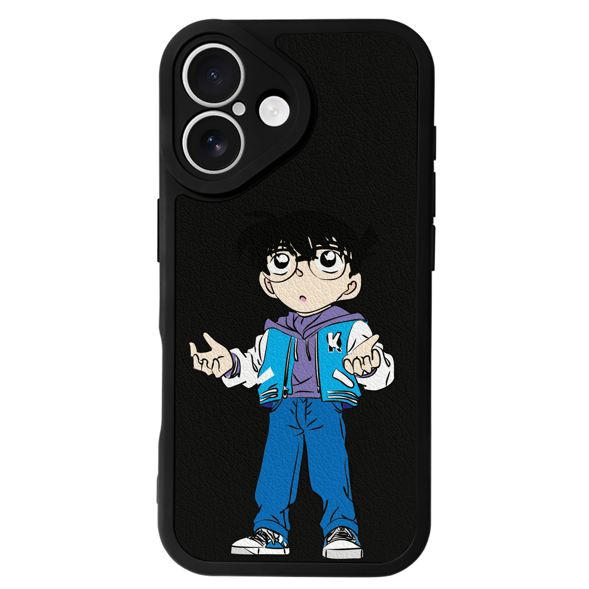 （画像用） 名探偵コナン 江戸川 コナン Detective Conan Conan Edogawa 【iPhone 16シリーズ対応】シリコンスマホケース（レザー調） 材質：シリコン